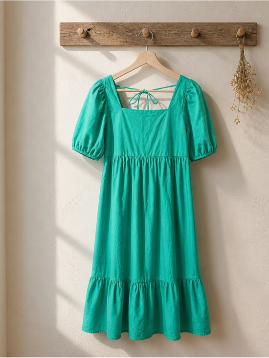 OAK + FORT Dresses & Skirts - OAK + FORT Teal Ruffled Dress need small stitches 🧵